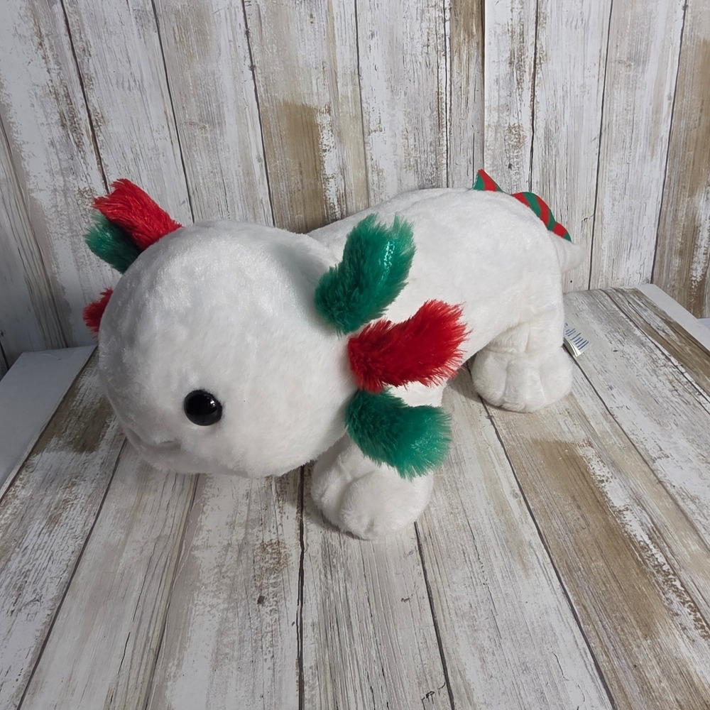 Build-A-Bear Workshop Holiday Axolotl White Red Green Plush 18 inch 2023 031854 - Picture 4 of 8